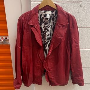Red polyurethane size 4 women jacket animal print lining